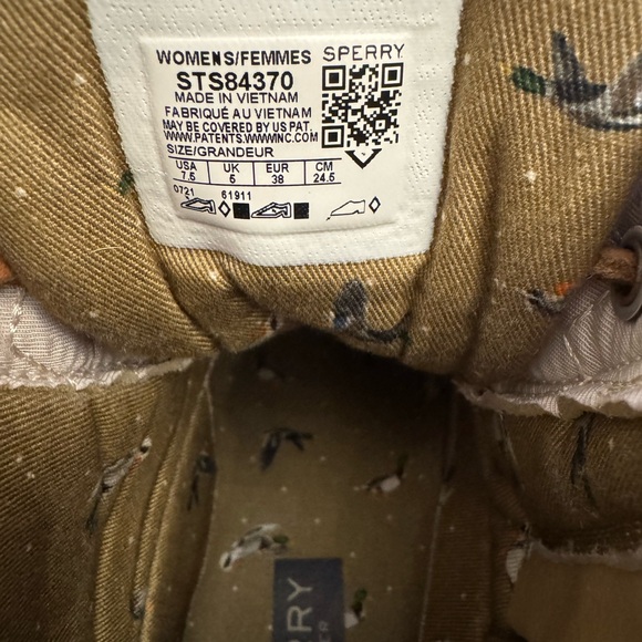 Sperry Top Sider Duck Rain Boots Chevron Quilted Shaft Nylon Ivory 7.5 EUC - Picture 9 of 14